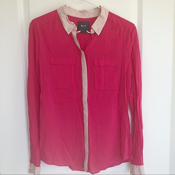 Anthropologie Maeve Bagatelle Button Down Hot Pink - Picture 5 of 6